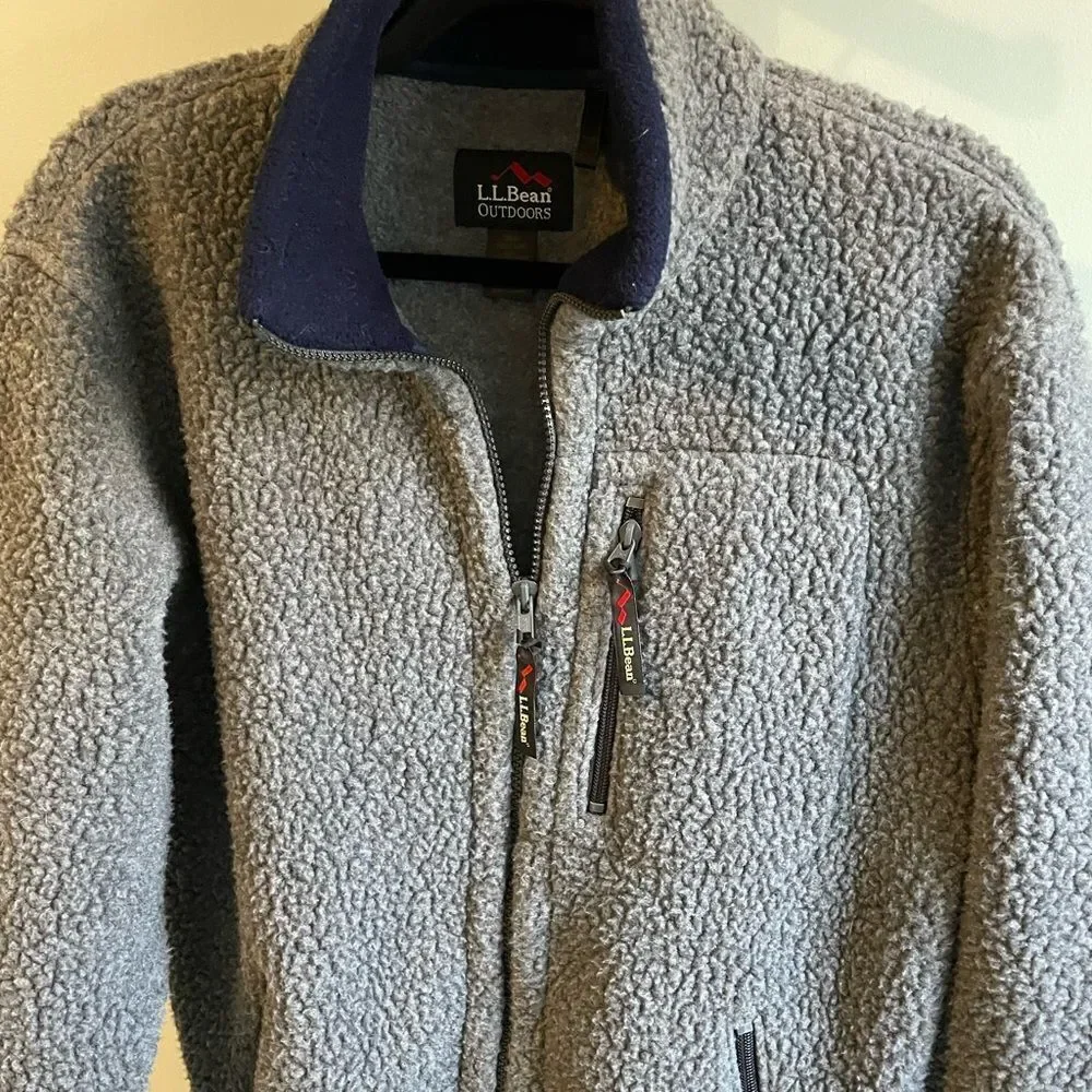 L.L. Bean Gray Sherpa Full Zip Jacket